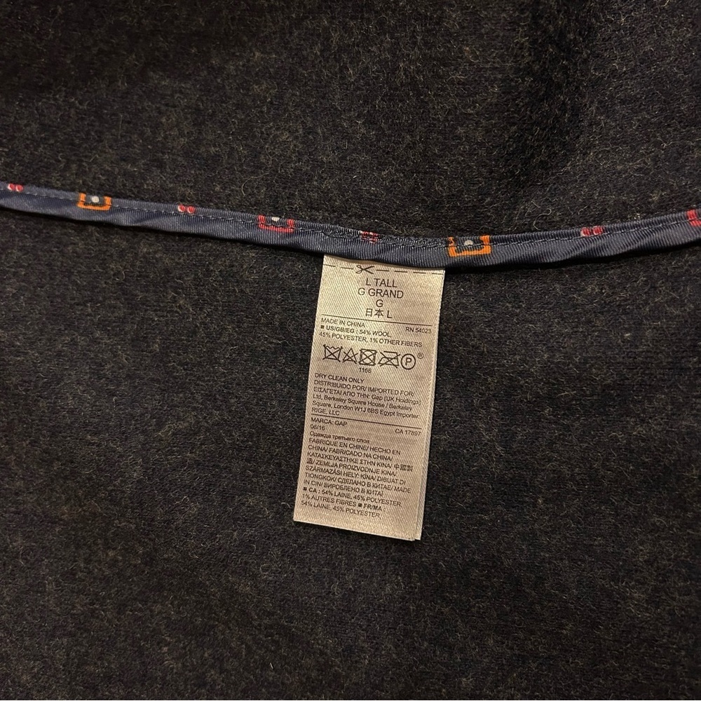 Gap Gray Wool-Blend Stand Collar Blazer (Single-Button) size large color grey - Picture 8 of 9